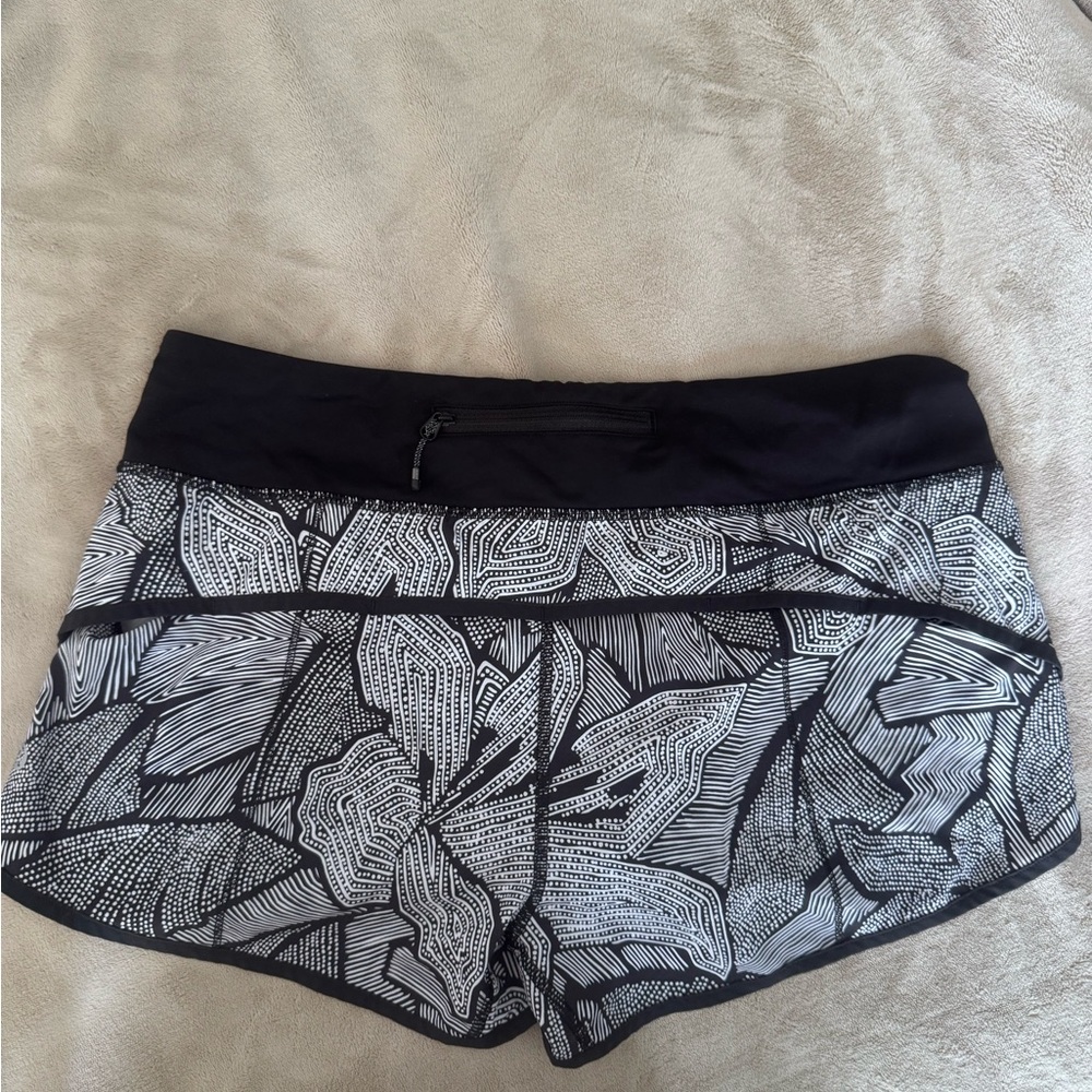 lululemon athletica Black and White Printed Athletic Shorts